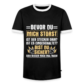 Bevor Du Mich Störst Elektriker Strom - Männer Kontrast-T-Shirt - Schwarz/Weiß - Vorne - AI Model Female 172 light (172cm) & AI Model Male 178 light (178cm)