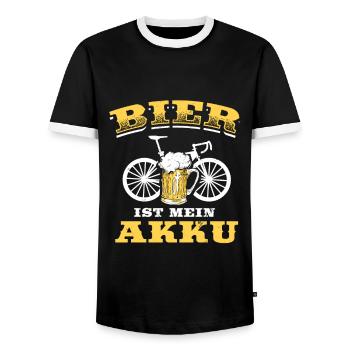Bier Ist Mein Akku E-Bike Fahrrad E-Biker - Männer Kontrast-T-Shirt - Schwarz/Weiß - Vorne - AI Model Female 172 light (172cm) & AI Model Male 178 light (178cm)