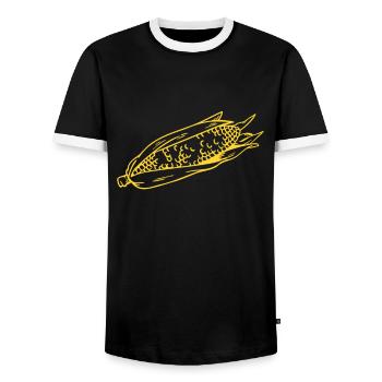 Corn - Men's Ringer Shirt - black/white - Front - AI Model Female 172 light (172cm) & AI Model Male 178 light (178cm)