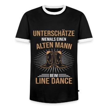 Line Linedance - Men's Ringer Shirt - black/white - Front - AI Model Female 172 light (172cm) & AI Model Male 178 light (178cm)