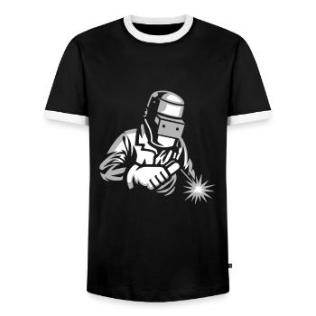 Welder - Men's Ringer Shirt - black/white - Front - AI Model Female 172 light (172cm) & AI Model Male 178 light (178cm)