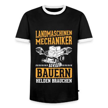 Mechaniker Landmaschinenmechaniker Landmaschinen - Männer Kontrast-T-Shirt - Schwarz/Weiß - Vorne - AI Model Female 172 light (172cm) & AI Model Male 178 light (178cm)