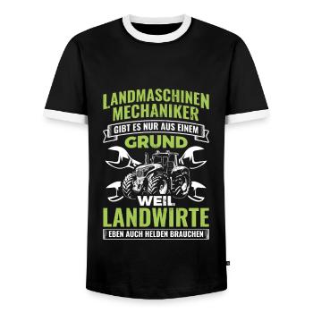 Landmaschinen Landmaschinenmechaniker Mechaniker - Männer Kontrast-T-Shirt - Schwarz/Weiß - Vorne - AI Model Female 172 light (172cm) & AI Model Male 178 light (178cm)