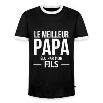 le meilleur papa élu par mon fils cadeau papa - T-shirt contrasté Homme - noir/blanc - Devant - AI Model Female 172 light (172cm) & AI Model Male 178 light (178cm)