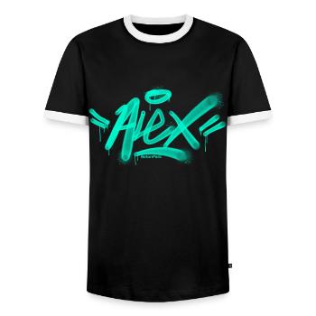 Alex Graffiti T Shirt - Männer Kontrast-T-Shirt - Schwarz/Weiß - Vorne - AI Model Female 172 light (172cm) & AI Model Male 178 light (178cm)