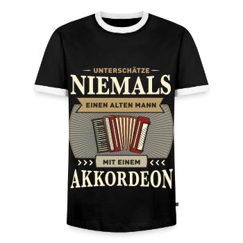 Geschenk Akkordeon Spruch – Akkordeon spieler - Männer Kontrast-T-Shirt - Schwarz/Weiß - Vorne - AI Model Female 172 light (172cm) & AI Model Male 178 light (178cm)