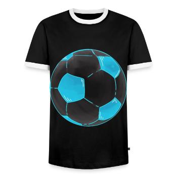 Fußball Schwarz Blau Coole Fußbälle Sticker - Männer Kontrast-T-Shirt - Schwarz/Weiß - Vorne - AI Model Female 172 light (172cm) & AI Model Male 178 light (178cm)