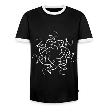 Pia Name Name Mandala - Men's Ringer Shirt - black/white - Front - AI Model Female 172 light (172cm) & AI Model Male 178 light (178cm)