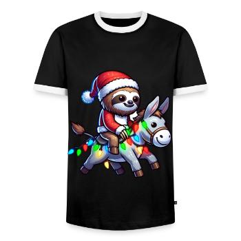 paresseux âne noël père noël noël - T-shirt contrasté Homme - noir/blanc - Devant - AI Model Female 172 light (172cm) & AI Model Male 178 light (178cm)
