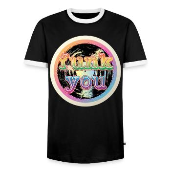 Funk You Vinyl - Männer Kontrast-T-Shirt - Schwarz/Weiß - Vorne - AI Model Female 172 light (172cm) & AI Model Male 178 light (178cm)