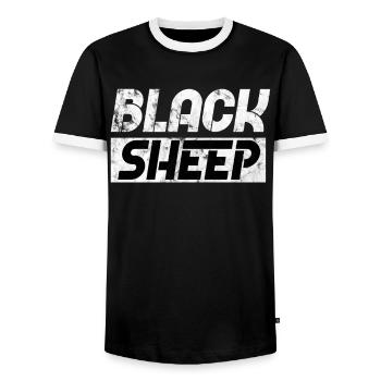 Black Sheep Vintage - Männer Kontrast-T-Shirt - Schwarz/Weiß - Vorne - AI Model Female 172 light (172cm) & AI Model Male 178 light (178cm)