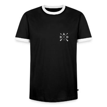 Proud Papa Est 2021 for all fathers - Men's Ringer Shirt - black/white - Front - AI Model Female 172 light (172cm) & AI Model Male 178 light (178cm)