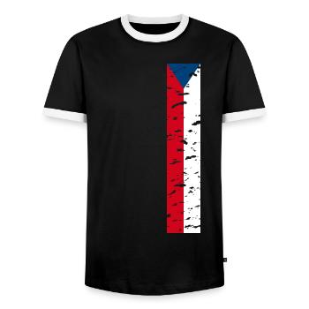 Ich liebe Tschechien, Eleganz Stil Design T-Shirt - Männer Kontrast-T-Shirt - Schwarz/Weiß - Vorne - AI Model Female 172 light (172cm) & AI Model Male 178 light (178cm)