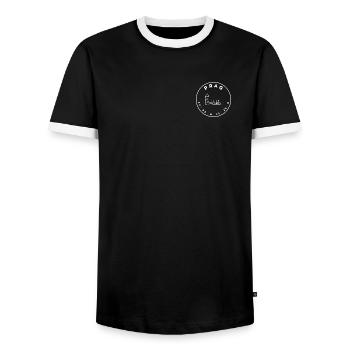 Prag mit Brücke und Koordinaten - Männer Kontrast-T-Shirt - Schwarz/Weiß - Vorne - AI Model Female 172 light (172cm) & AI Model Male 178 light (178cm)