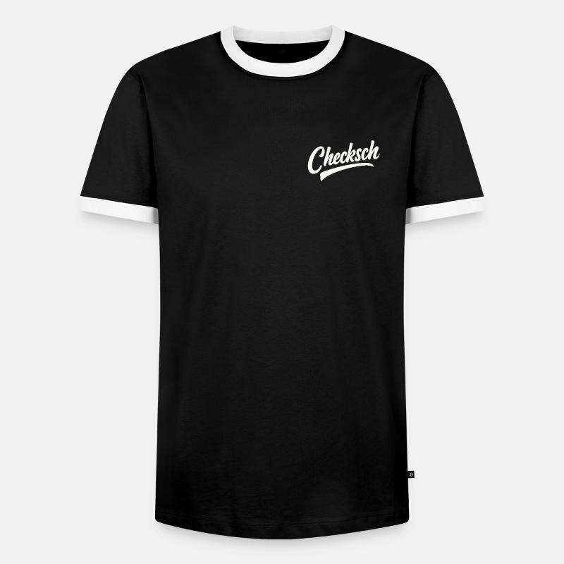 Checksch Retro Script - Männer Kontrast-T-Shirt - Schwarz/Weiß