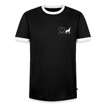 Schlittenhund Silhouette eines Huskys - Männer Kontrast-T-Shirt - Schwarz/Weiß - Vorne - AI Model Female 172 light (172cm) & AI Model Male 178 light (178cm)