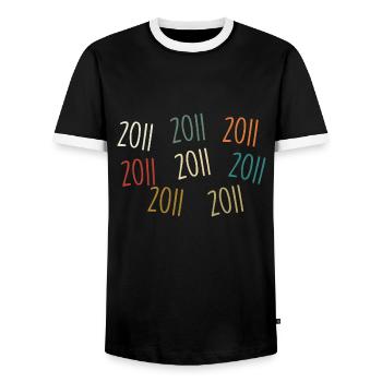 Année de naissance 2011 - légendaire depuis 2011 - T-shirt contrasté Homme - noir/blanc - Devant - AI Model Female 172 light (172cm) & AI Model Male 178 light (178cm)