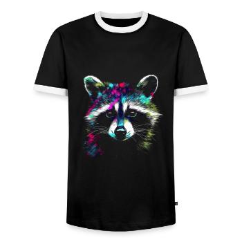Raton laveur Forêt animale Coloré - T-shirt contrasté Homme - noir/blanc - Devant - AI Model Female 172 light (172cm) & AI Model Male 178 light (178cm)