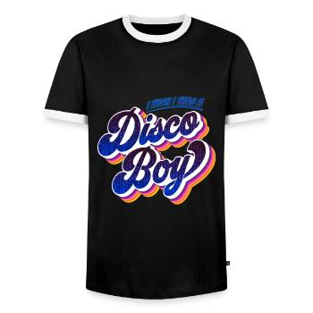 Disco Boy | Party Feiern Partyshirt - Männer Kontrast-T-Shirt - Schwarz/Weiß - Vorne - AI Model Female 172 light (172cm) & AI Model Male 178 light (178cm)