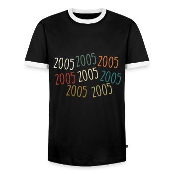 Né en 2005 - légendaire depuis 2005 - T-shirt contrasté Homme - noir/blanc - Devant - AI Model Female 172 light (172cm) & AI Model Male 178 light (178cm)