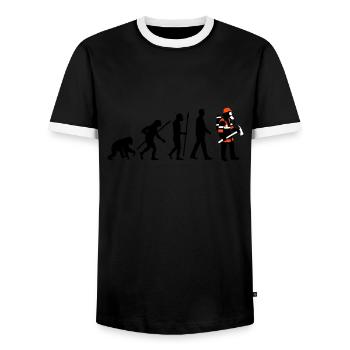evolution_feuerwehrmann_012015_c_3c - Männer Kontrast-T-Shirt - Schwarz/Weiß - Vorne - AI Model Female 172 light (172cm) & AI Model Male 178 light (178cm)