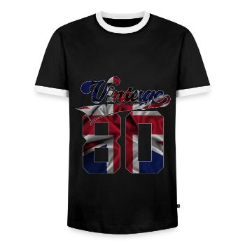 46E ANNIVERSAIRE BRITANNIQUE ANNÉES 1980 - T-shirt contrasté Homme - noir/blanc - Devant - AI Model Female 172 light (172cm) & AI Model Male 178 light (178cm)