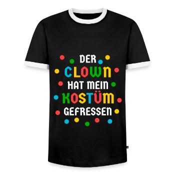 Clown Kostüm gefressen lustige Sprüche Karneval - Männer Kontrast-T-Shirt - Schwarz/Weiß - Vorne - AI Model Female 172 light (172cm) & AI Model Male 178 light (178cm)