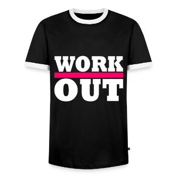 Faire des exercices - T-shirt contrasté Homme - noir/blanc - Devant - AI Model Female 172 light (172cm) & AI Model Male 178 light (178cm)