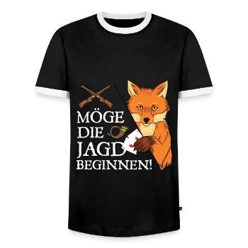 Möge Die Jagd Beginnen Doppelkopf Kartenspiel Doko - Männer Kontrast-T-Shirt - Schwarz/Weiß - Vorne - AI Model Female 172 light (172cm) & AI Model Male 178 light (178cm)