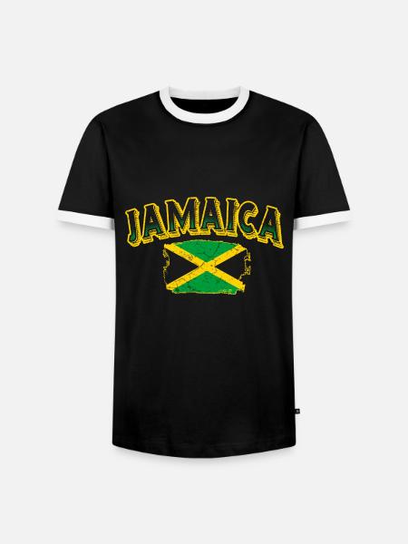 Jamaika - Männer Kontrast-T-Shirt - Schwarz/Weiß