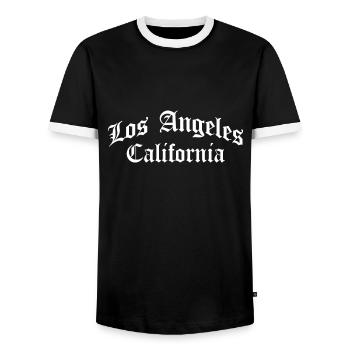 Los Angeles Californie - T-shirt contrasté Homme - noir/blanc - Devant - AI Model Female 172 light (172cm) & AI Model Male 178 light (178cm)