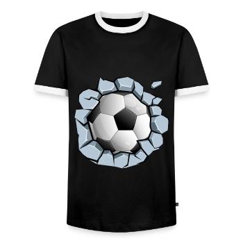 Soccer Sports Tear Wall Gardien de but Footballeur Soccer - T-shirt contrasté Homme - noir/blanc - Devant - AI Model Female 172 light (172cm) & AI Model Male 178 light (178cm)