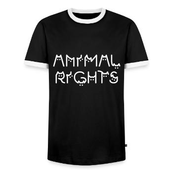 Animal Rights - Men's Ringer Shirt - black/white - Front - AI Model Female 172 light (172cm) & AI Model Male 178 light (178cm)