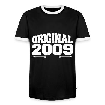 Original 2009 | Birthday Gift 2009 - Men's Ringer Shirt - black/white - Front - AI Model Female 172 light (172cm) & AI Model Male 178 light (178cm)
