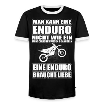 Enduro braucht Liebe - Männer Kontrast-T-Shirt - Schwarz/Weiß - Vorne - AI Model Female 172 light (172cm) & AI Model Male 178 light (178cm)