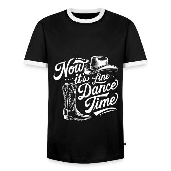 Line Dance Time Time to dance Line Dance - Men's Ringer Shirt - black/white - Front - AI Model Female 172 light (172cm) & AI Model Male 178 light (178cm)