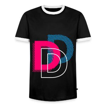 Initial letter D - Men's Ringer Shirt - black/white - Front - AI Model Female 172 light (172cm) & AI Model Male 178 light (178cm)