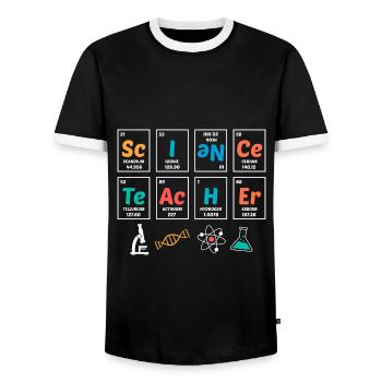 Lehrer für Naturwissenschaften Periodensystem - Männer Kontrast-T-Shirt - Schwarz/Weiß - Vorne - AI Model Female 172 light (172cm) & AI Model Male 178 light (178cm)