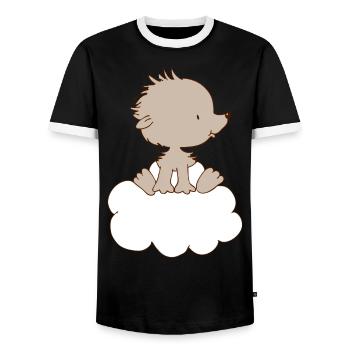 Baby Hedgehog on cloud - Men's Ringer Shirt - black/white - Front - AI Model Female 172 light (172cm) & AI Model Male 178 light (178cm)