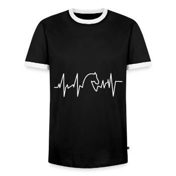 Heartbeat Horse - heartbeat horse - Men's Ringer Shirt - black/white - Front - AI Model Female 172 light (172cm) & AI Model Male 178 light (178cm)