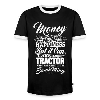 GELD UND TRAKTOR - Männer Kontrast-T-Shirt - Schwarz/Weiß - Vorne - AI Model Female 172 light (172cm) & AI Model Male 178 light (178cm)