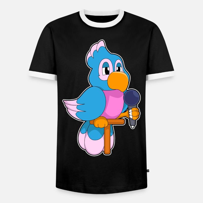Parrot Singer Microphone - Men's Ringer Shirt - black/white