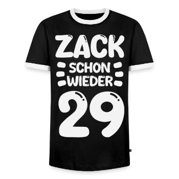 Zack 29 again! Birthday - Men's Ringer Shirt - black/white - Front - AI Model Female 172 light (172cm) & AI Model Male 178 light (178cm)
