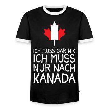 Lustige Kanada Ahornblatt Urlaub Geschenkidee - Männer Kontrast-T-Shirt - Schwarz/Weiß - Vorne - AI Model Female 172 light (172cm) & AI Model Male 178 light (178cm)