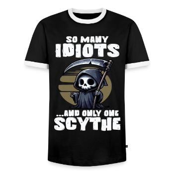 TANT D’IDIOTS ET UNE SEULE FAUX FAUCHEUSE - T-shirt contrasté Homme - noir/blanc - Devant - AI Model Female 172 light (172cm) & AI Model Male 178 light (178cm)