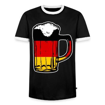 German Beer German Beer Gift - Men's Ringer Shirt - black/white - Front - AI Model Female 172 light (172cm) & AI Model Male 178 light (178cm)