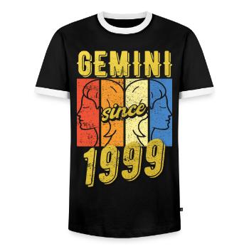 Gemini Sternzeichen 1999 Geschenk - Männer Kontrast-T-Shirt - Schwarz/Weiß - Vorne - AI Model Female 172 light (172cm) & AI Model Male 178 light (178cm)