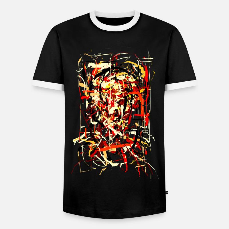 Flaming Devil - Men's Ringer Shirt - black/white