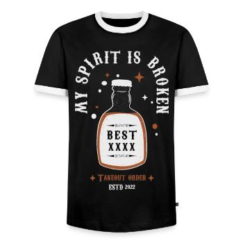 Spiritual Drinker - Men's Ringer Shirt - black/white - Front - AI Model Female 172 light (172cm) & AI Model Male 178 light (178cm)