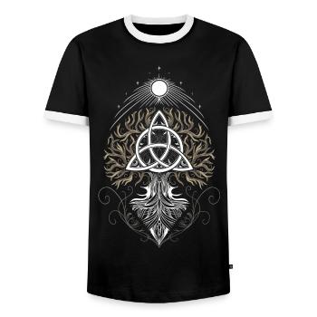 Yggdrasil Arbre de Vie Triquetra - T-shirt contrasté Homme - noir/blanc - Devant - AI Model Female 172 light (172cm) & AI Model Male 178 light (178cm)